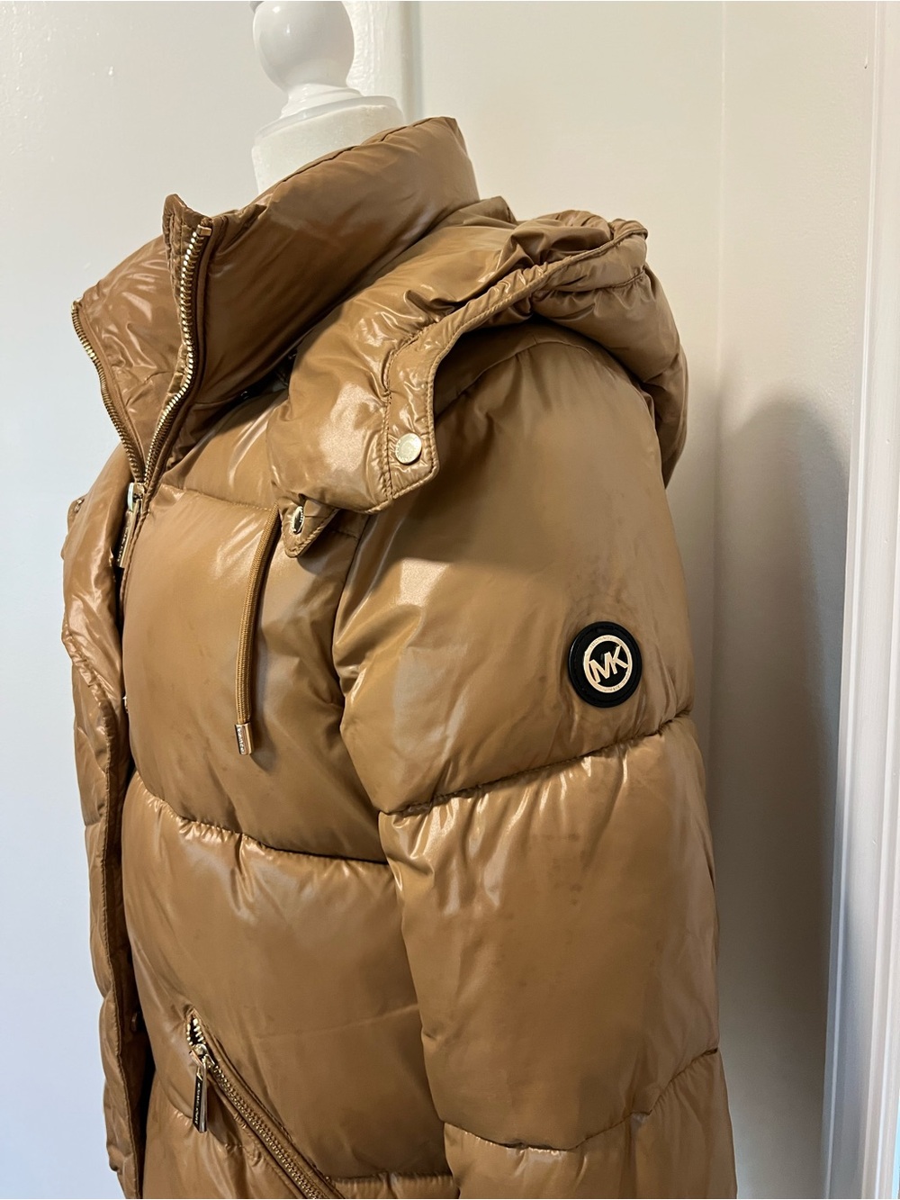 MICHAEL Michael Kors Camel Hooded Puffer Jacket Size S - Picture 3 of 9